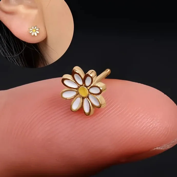 Geometric Brass Stud Earrings for Women Dainty Daily Wear Gift