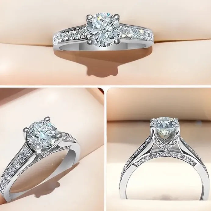 Women's Geometric Wedding Ring with AAA Cubic Zirconia Stones