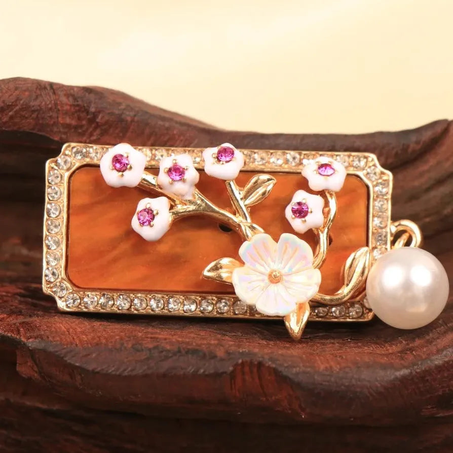 Classic Plum Blossom Brooch Chinese Floral Jewelry Gift for Women