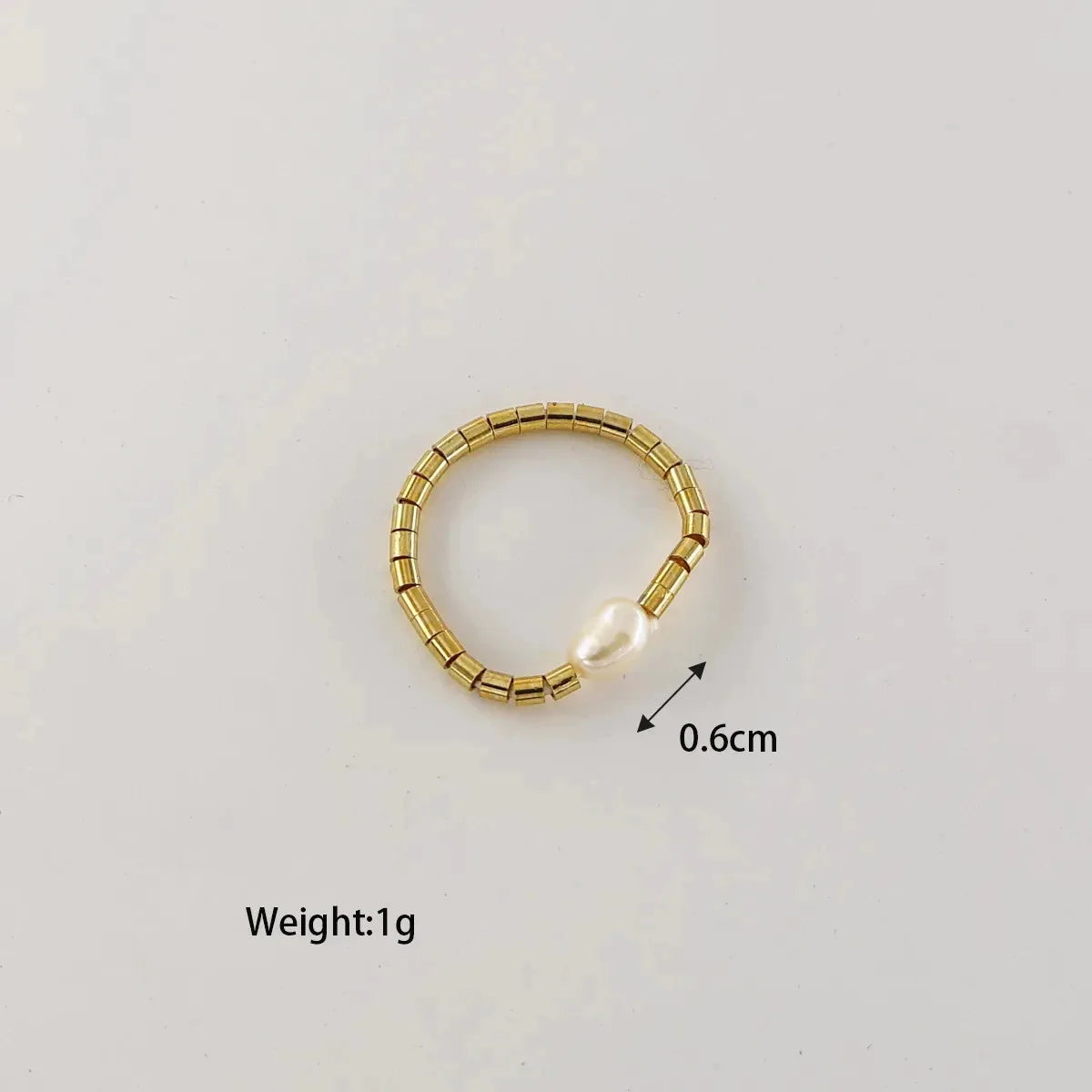 18k Gold Plated Stainless Steel Freshwater Pearl Ring for Women Bride Gift