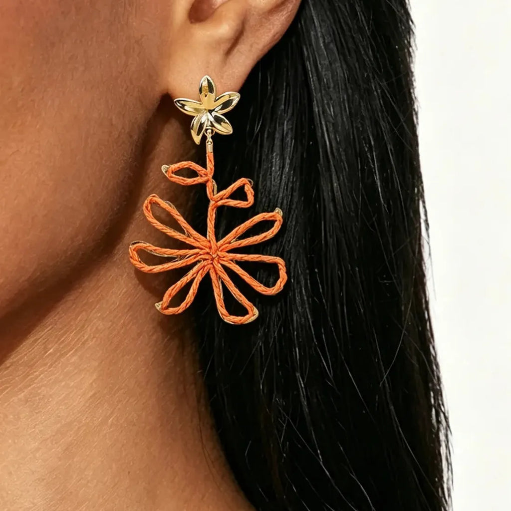 Vintage Lafite Five Petal Flower Earrings for Women Summer Jewelry Gift