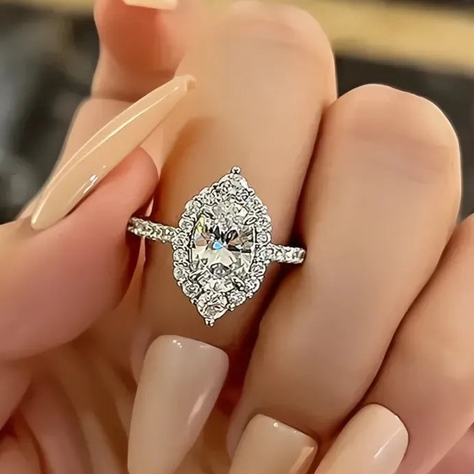 Women's Geometric Silver Wedding Band with Cubic Zirconia Accents