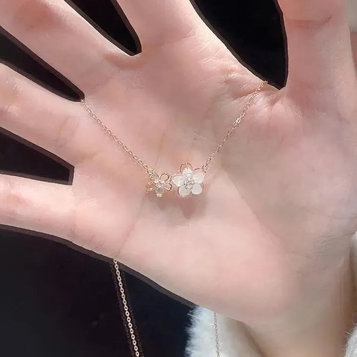 Luxury Shiny Sakura Pendant Women’s Trendy Flower Necklace Jewelry Gift