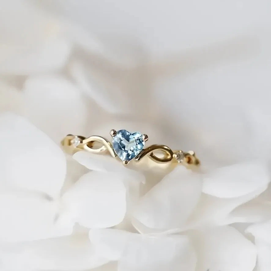 Heart Brass Ring with Cubic Zirconia Geometric Design Fashion Gift for Women
