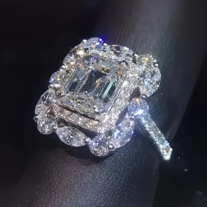 Geometric Cubic Zirconia Wedding Ring for Women Elegant Jewelry Gift