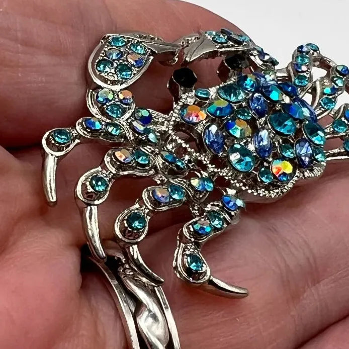 Blue Crystal Crab Brooch Animal Jewelry Gift for Women Men