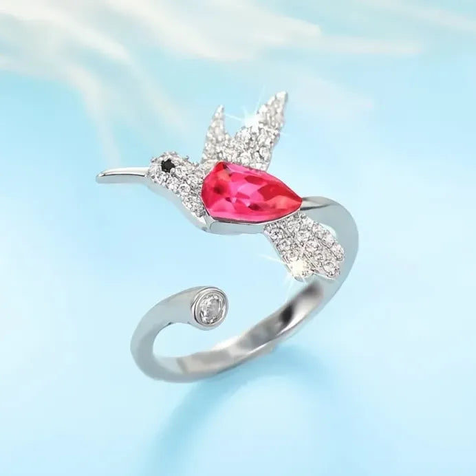 Bird Cocktail Ring for Women with Shiny Cubic Zirconia Brass Jewelry