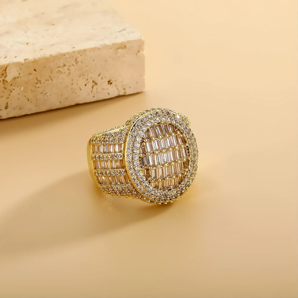 Oval Iced Out Zircon Ring – Gold Silver Color Hip Hop Micro Pave Ring Unisex