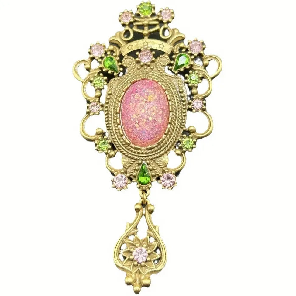 Vintage Elegant Large Gemstone Rhinestone Brooch Pin for Men Women