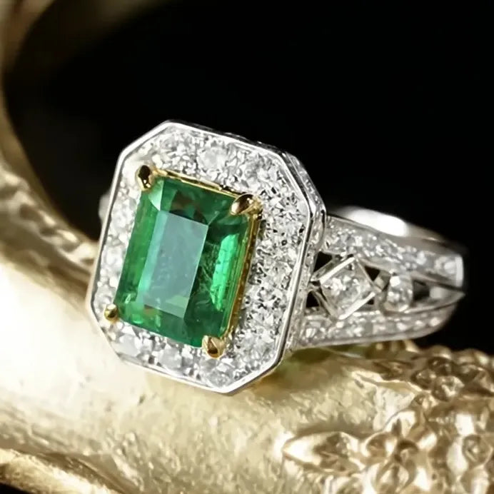 Elegant Green Cubic Zirconia Geometric Wedding Ring for Women Party Jewelry