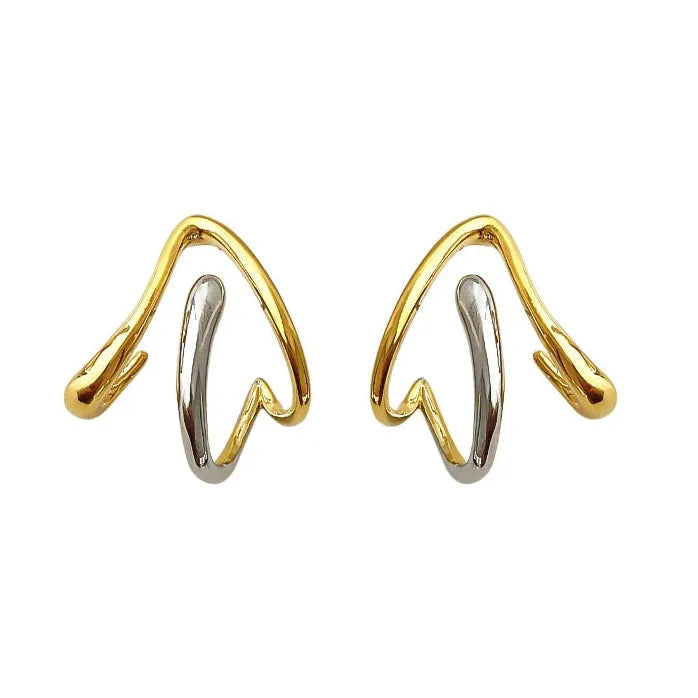 Two Tone Arrow Shape Brass Stud Earrings Y2K Women Jewelry