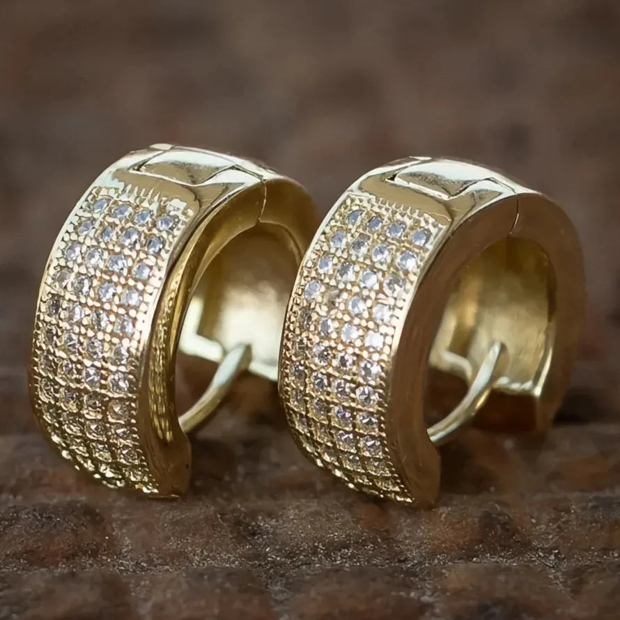 Micro Paved CZ Geometric Hoop Earrings Brass Jewelry Party Accessory