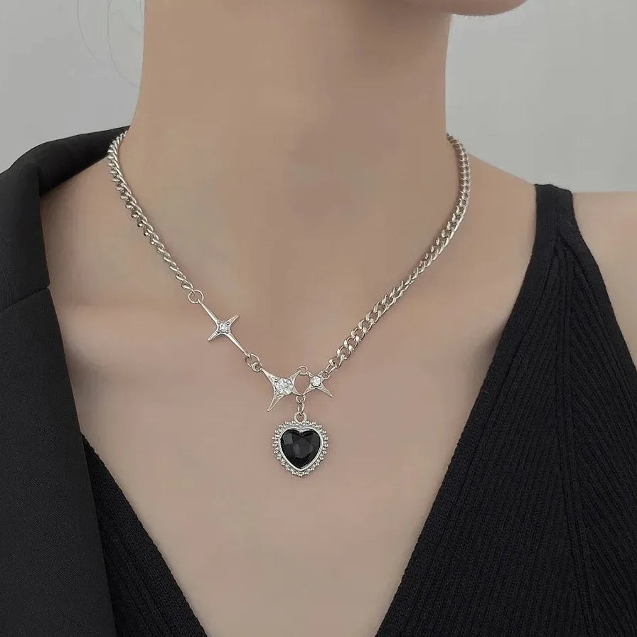 Harajuku Four Pointed Star Tassel Necklace for Women Gift Jewelry