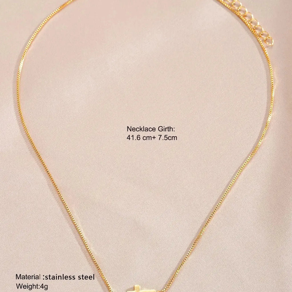 316 Stainless Steel Gold Cross Pendant Necklace Waterproof Hypoallergenic Women Jewelry