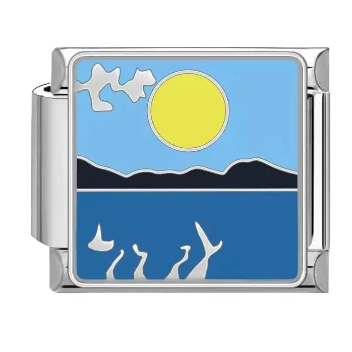 Ocean Series 18k Gold Plated Stainless Steel Charm Bracelet Unisex Dolphin Shark Sailboat