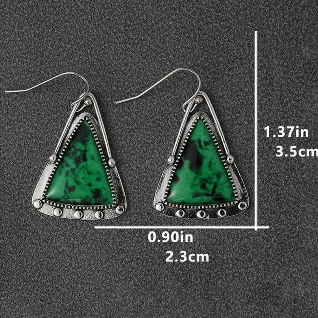 Vintage Asymmetric Green Flower Water Drop Earrings Zinc Alloy Metal Jewelry