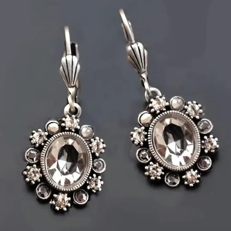 Elegant Imitation Crystal Geometric Drop Earrings Copper Metal Women's Jewelry Gift