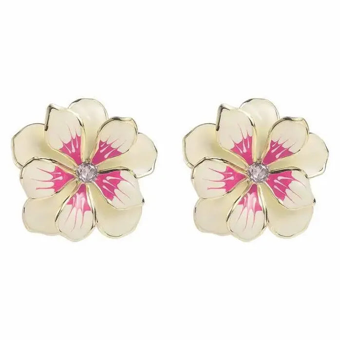 Colorful Oil Drop Large Flower Earrings for Women Vintage Jewelry Gift