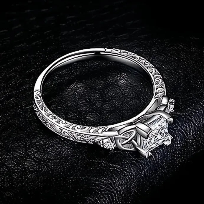 Nobel Princess Geometric Cubic Zirconia Wedding Band Ring for Women