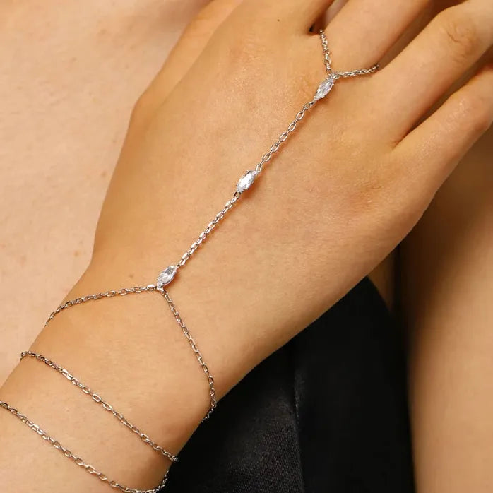 Copper Inlaid Zircon Adjustable Waterdrop Crystal Bracelet for Women Jewelry