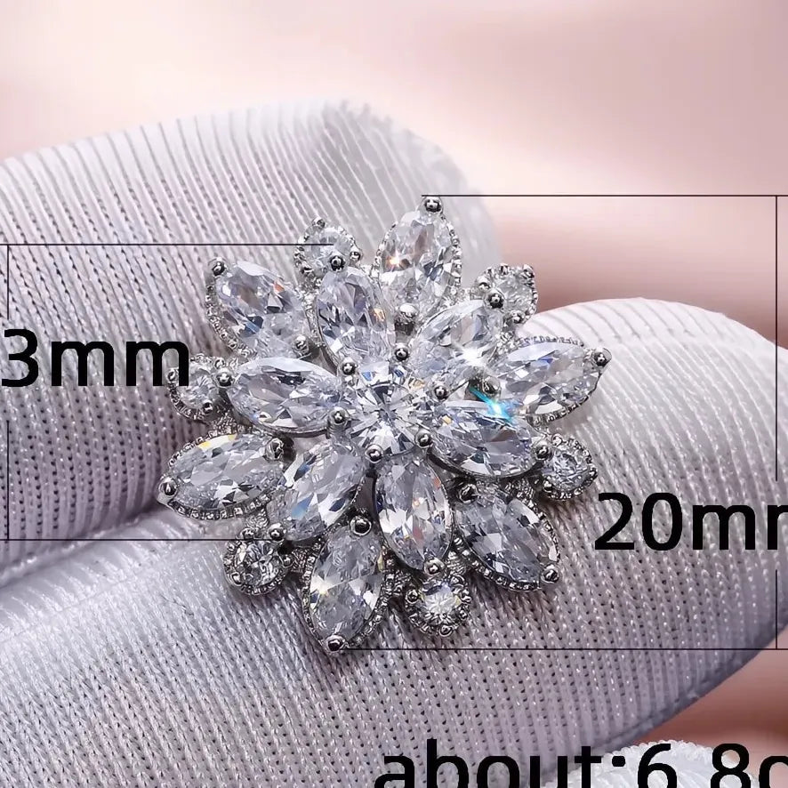 Double Layer Flower Stud Earrings with Cubic Zirconia Brass, 7 Colors Gift
