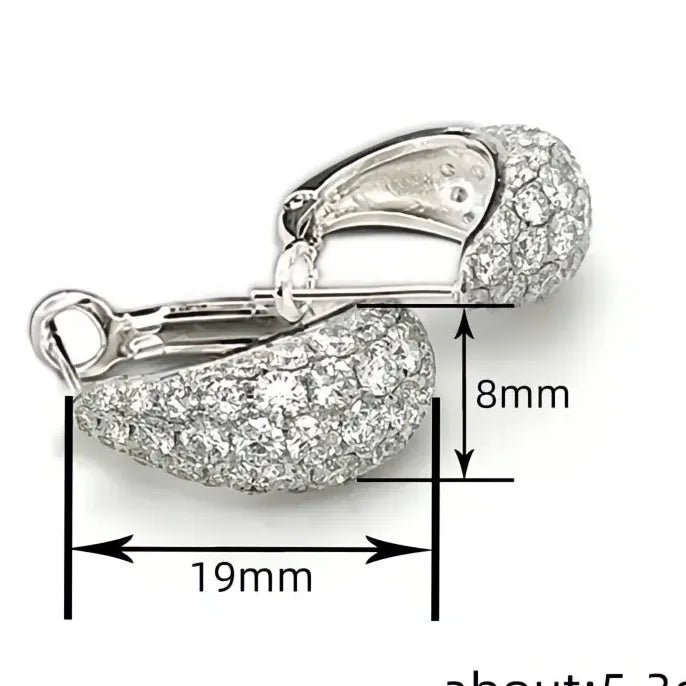 Silver Geometric Hoop Earrings with Cubic Zirconia for Wedding & Party