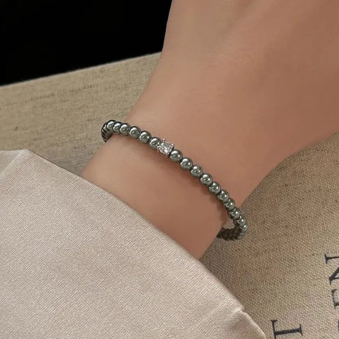 Romantic French Zircon Simulated Pearl Beaded Bracelet for Women Elegant Jewelry Gift