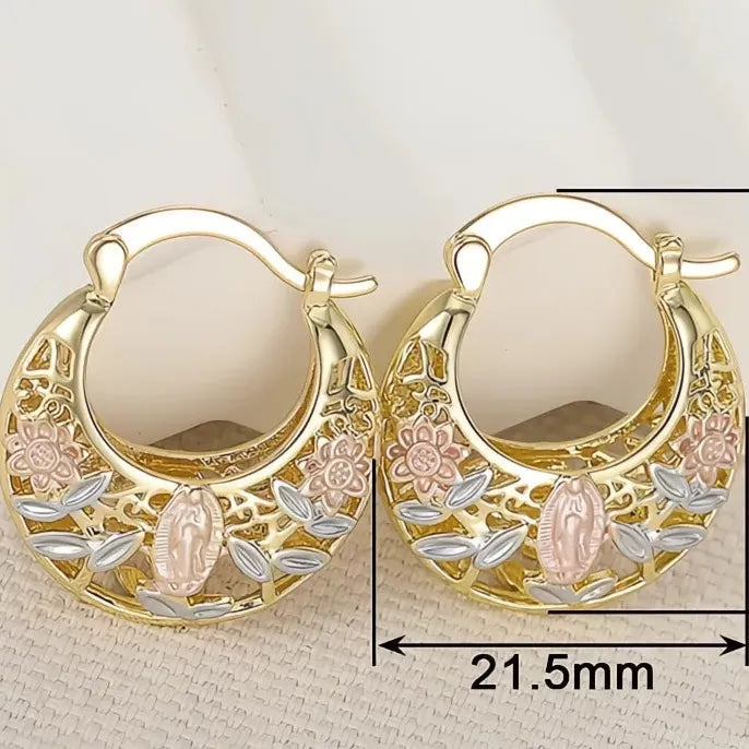 Gold Brass Geometric Hollow Hoop Earrings for Women Wedding Jewelry