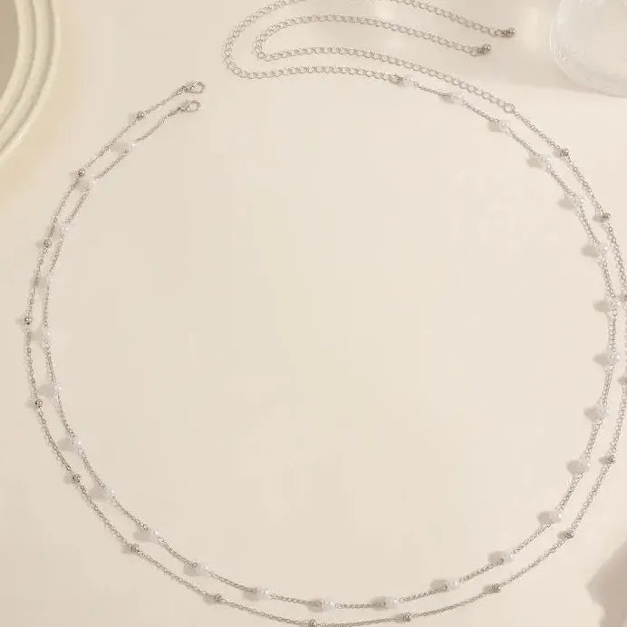 Double Layer Pearl Waist Chain Bikini Body Jewelry for Women Summer Beach
