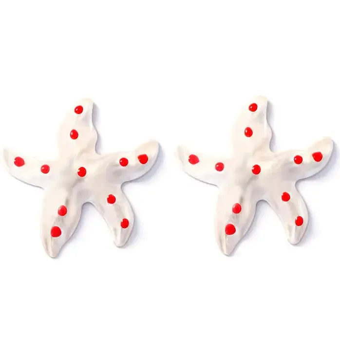 Colorful Drop Oil Metal Starfish Earrings Women Ocean Style Stud Jewelry