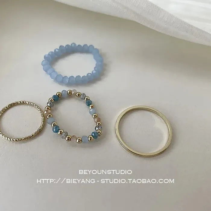 Trendy Acrylic Heart Geometric Rings Set for Women Wedding Jewelry Gift