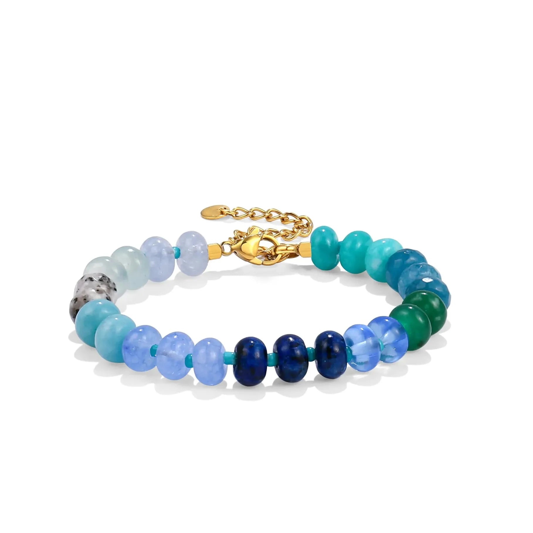 Summer Candy Color Natural Stone Bracelet Women Stainless Steel Waterproof Handmade Jewelry Gift