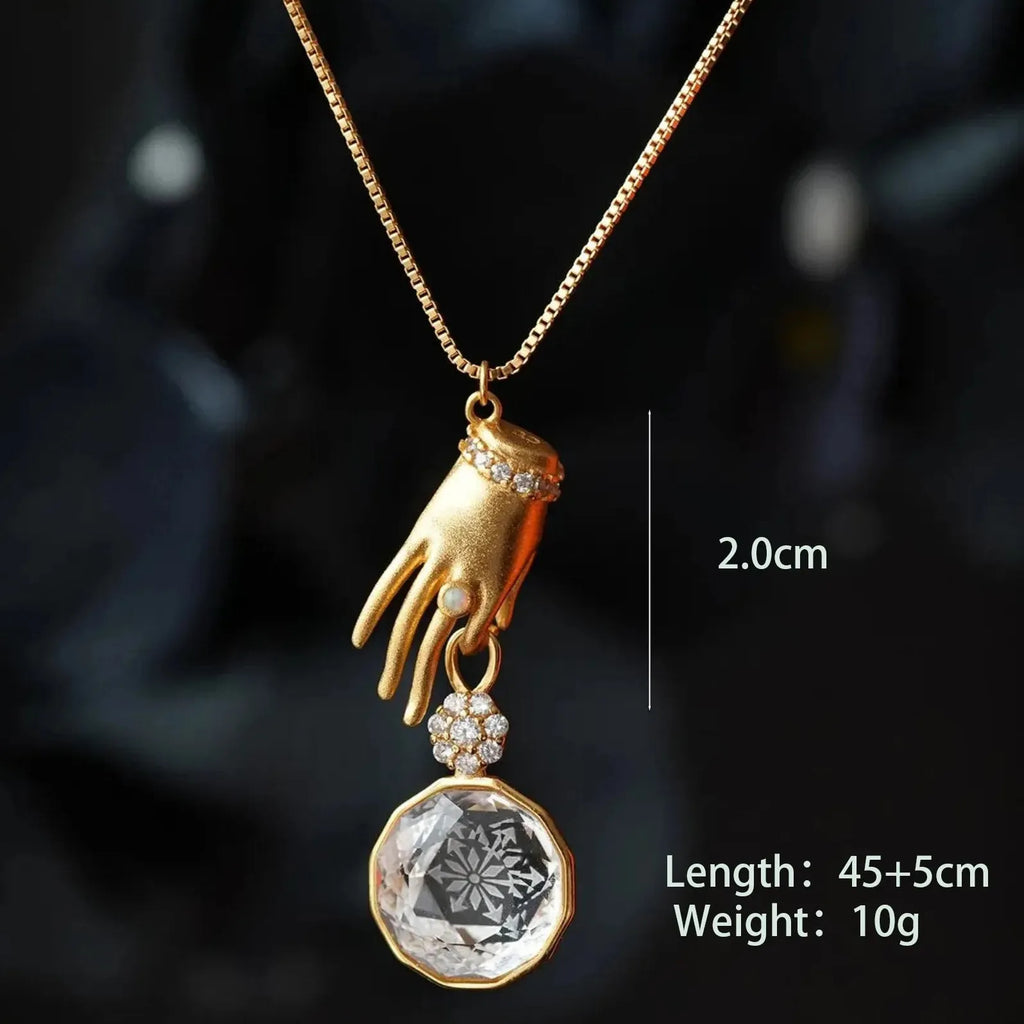 18K Gold Plated Stainless Steel Snowflake CZ Choker Necklace Vintage Jewelry