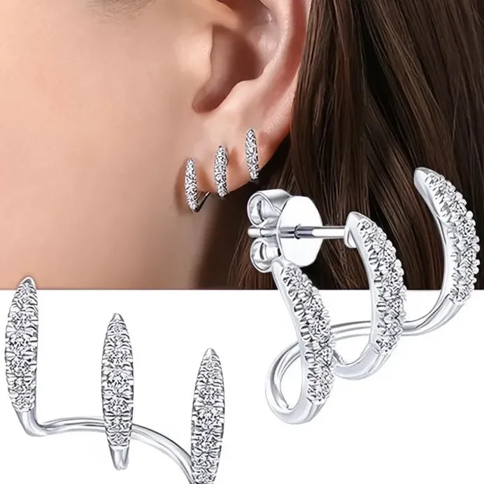 Green CZ Geometric Stud Earrings for Women Wedding Party Jewelry