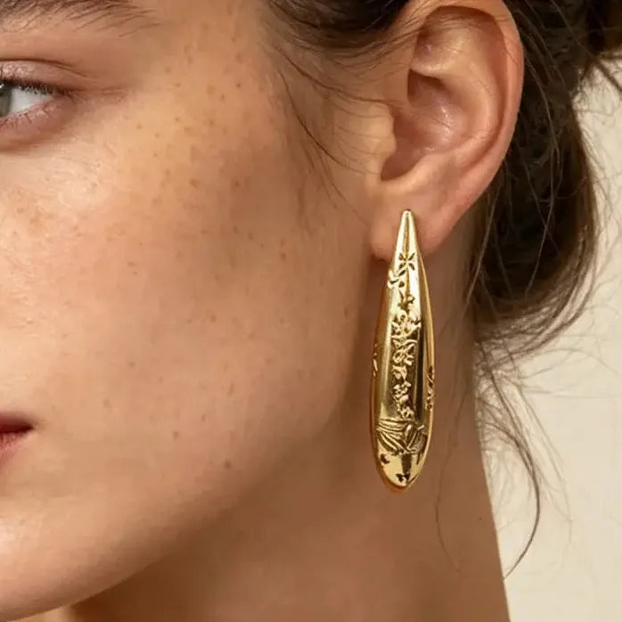 French Retro Bowknot Drop Earrings for Women Vintage Floral Jewelry Gift