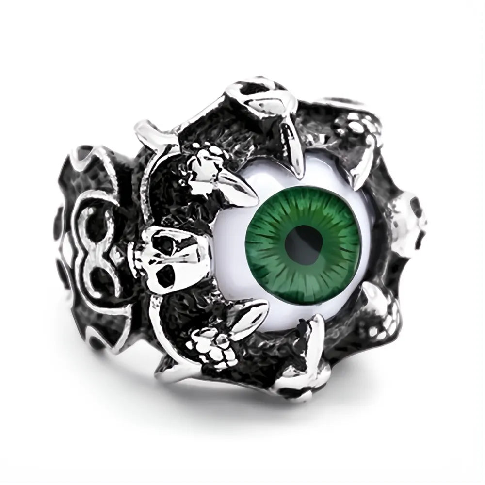 Men's Stainless Steel Gothic Dragon Claw Demon Eye Ring Punk Hip Hop Jewelry Gift