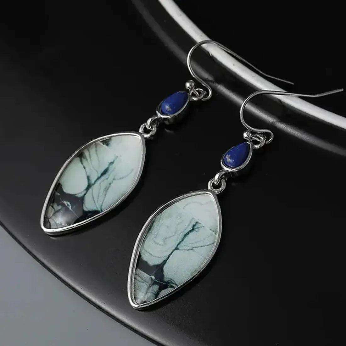 Vintage Multi-Color Rectangular Gemstone Drop Earrings for Women Anniversary Jewelry