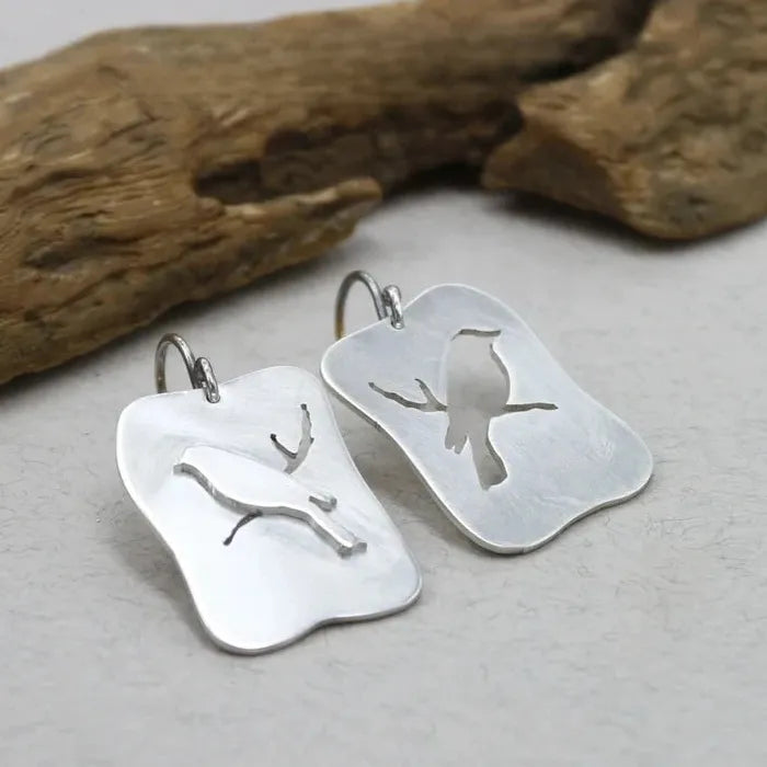 Silver Geometric Animal Charm Irregular Rectangular Zinc Alloy Earrings for Women