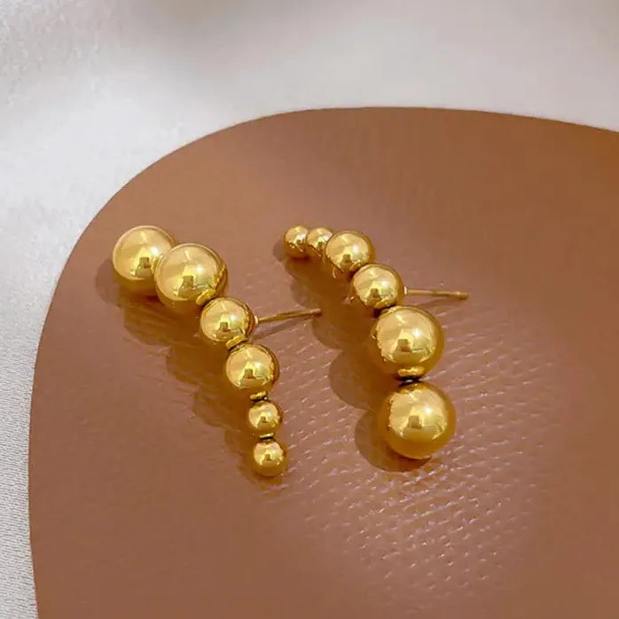 Vintage Gold Round Copper Stud Earrings for Women Classic Geometric Jewelry Gift