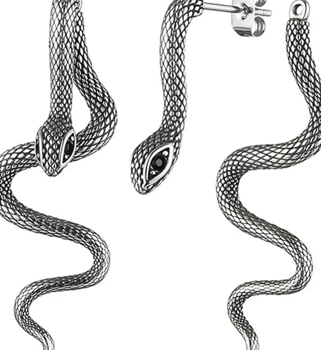 2026 Gothic Snake Zinc Alloy Detachable Long Stud Earrings for Men Women