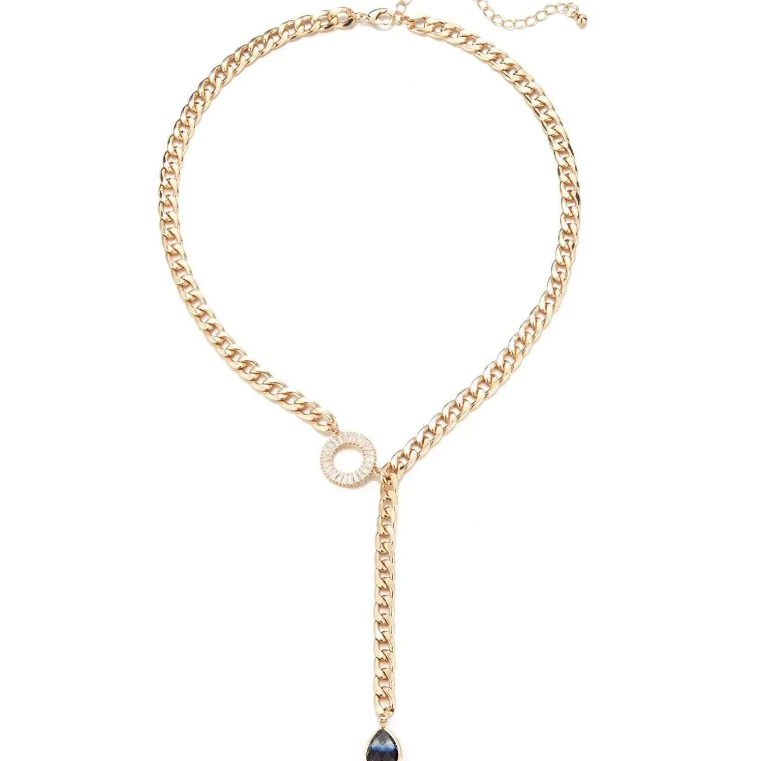 Boho Gold Plated Stainless Steel Long Chain Necklace Featuring Natural Stone Beads