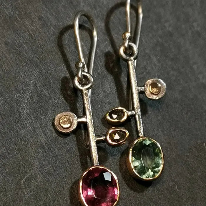 Bohemian Zinc Alloy Asymmetric Long Drop Earrings Flower Pendant Gift