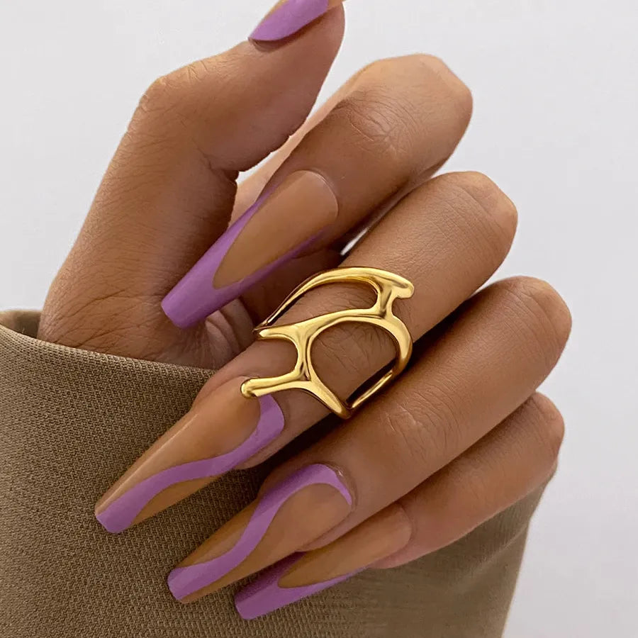Vintage Irregular Hollow Adjustable Cocktail Ring for Women Fashion Jewelry