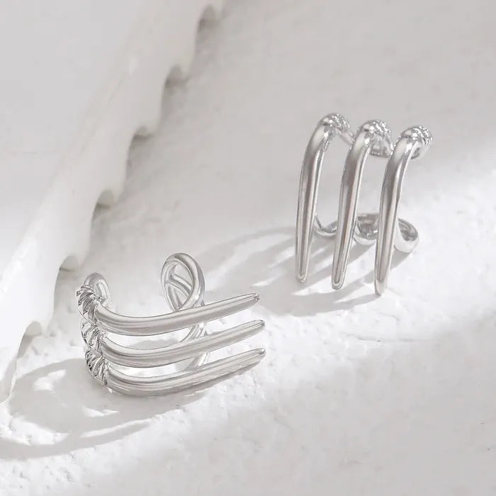 Adjustable Minimalist Copper Claw Clip-On Earrings Women Vintage Punk Ear Cuffs