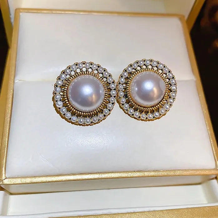 Pendientes de perlas redondas geométricas de cobre diseño personalidad 2021 mujer niña
