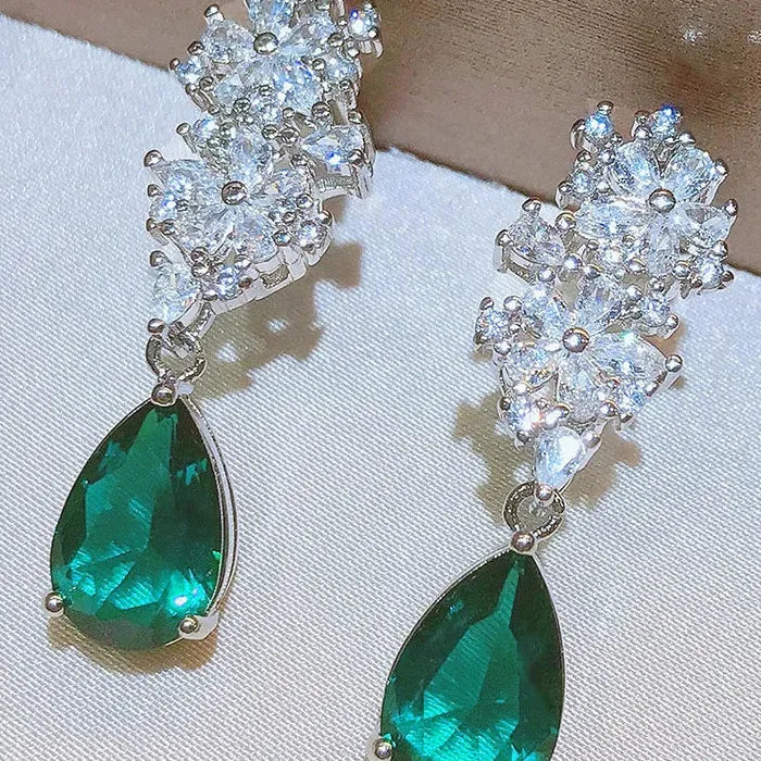 High Quality Copper Cubic Zirconia Water Drop Earrings for Women Wedding Jewelry