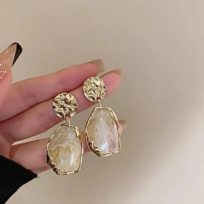 Korea 2026 Geometry Animal Zinc Alloy Resin Stud Earrings for Women Gift