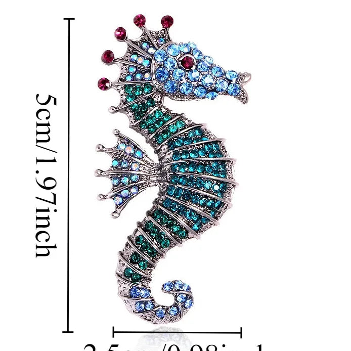 Geometric Rhinestone Seahorse Brooch Pin for Women Stylish Accessory