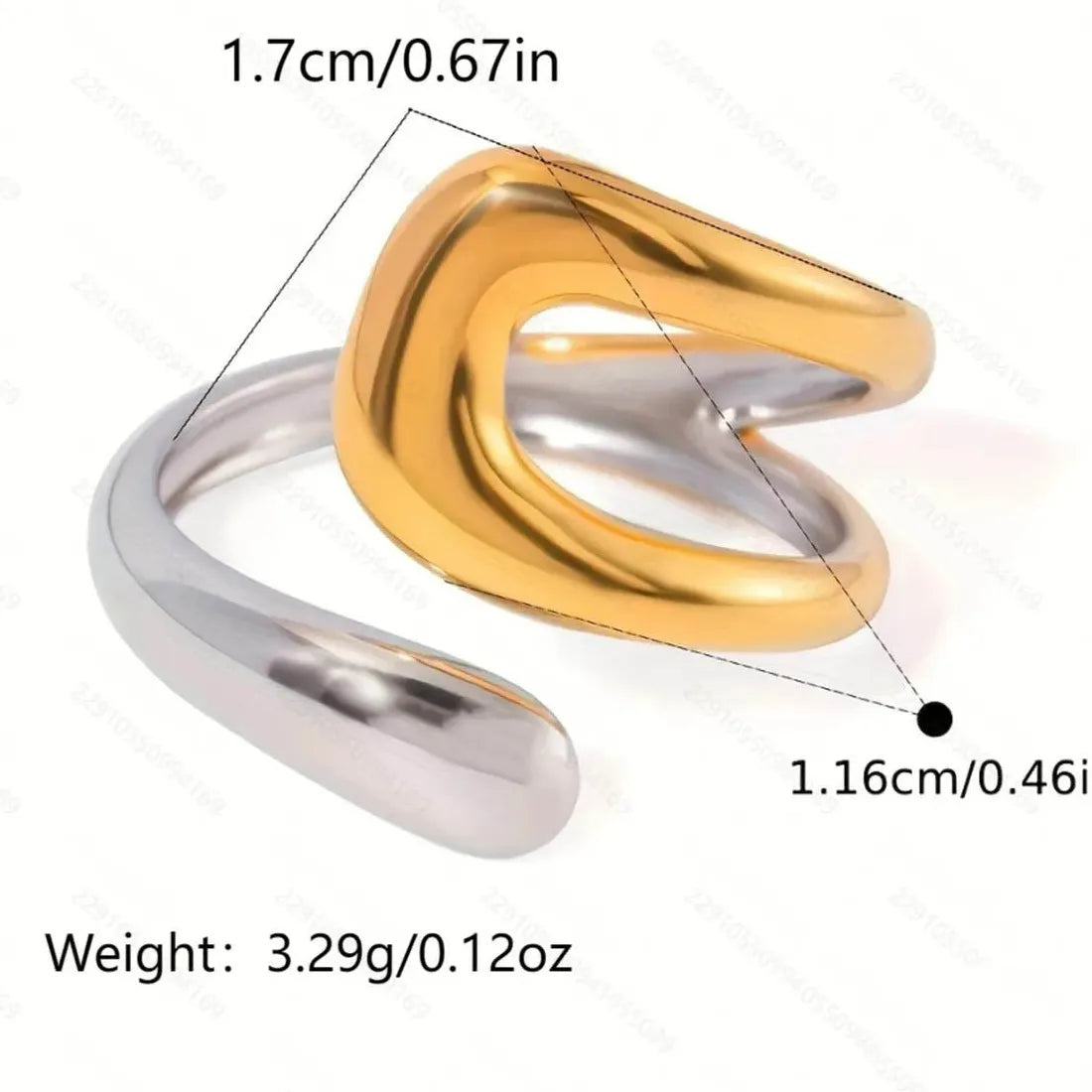 Vintage Stainless Steel U-Shaped Water Droplet Ring Minimalist Cocktail Jewelry