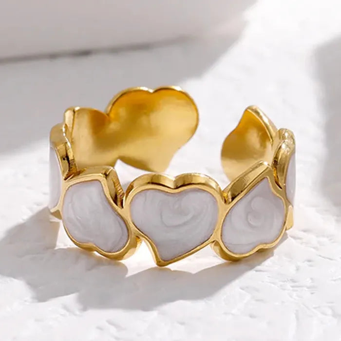 Adjustable Vintage White Dripping Oil Geometric Ring for Women 2023 Trendy Jewelry